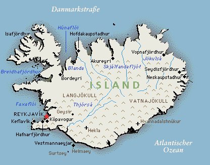 Geographische Karte von Island